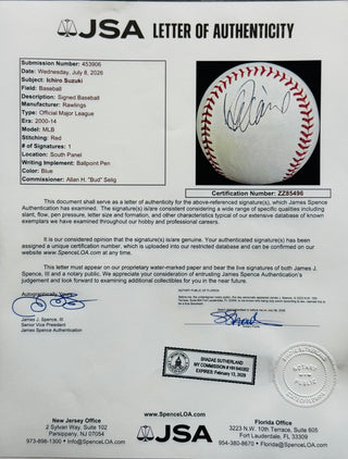 Ichiro Suzuki Autographed Official Major League Baseball (JSA)