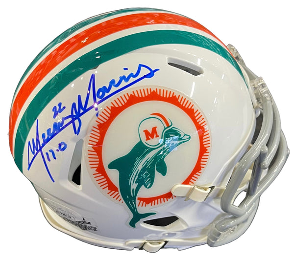 Mercury Morris "17-0" Autographed Miami Dolphins Mini Helmet (JSA)