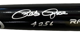 Pete Rose "4256" Autographed Rawlings Big Stick Black Bat (JSA)