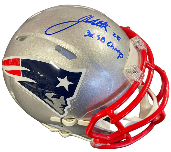 James White "3x SB Champ" Autographed New England Patriots Mini Helmet (JSA)