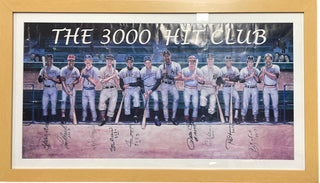 3000 Hit Club signed poster Aaron Musial Mays 24x42