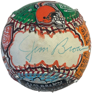 Jim Brown Signed Hand Painted Charles Fazzino Pop Art Baseball (Beckett)
