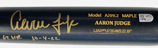 Aaron Judge Autographed Black Chandler Bat w/Inscription - 62 HR 10-4-22 (MLB)