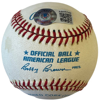 Joe DiMaggio" HOF 55" autographed Official American League Baseball (Beckett)
