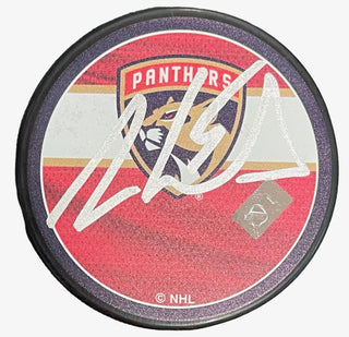 Aaron Ekblad Autographed Florida Panthers Red Logo Puck (BAS)