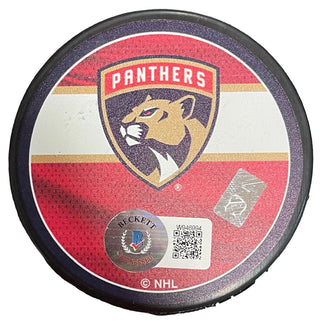 Aaron Ekblad Autographed Panthers Reverse Retro Logo Puck (BAS)