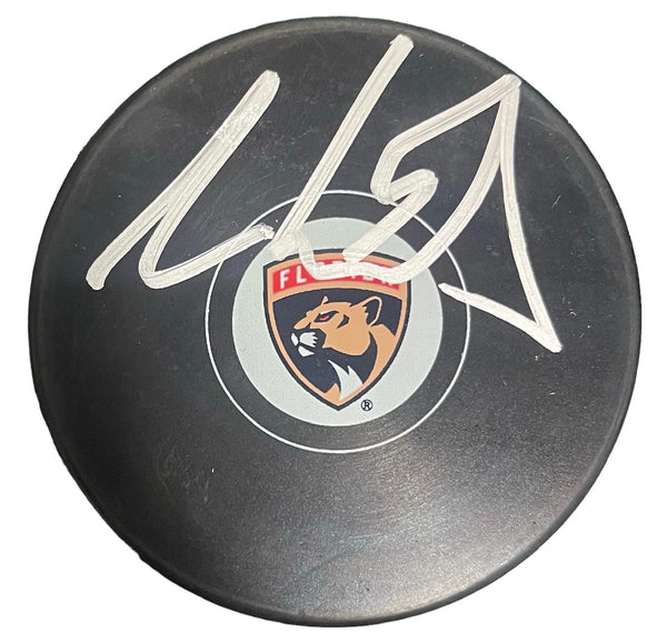 Aaron Ekblad Autographed Panthers Logo Puck (BAS)