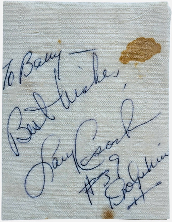Larry Csonka Autographed Napkin Miami Dolphins (JSA)