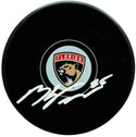 Mackie Samoskevich Autographed Panthers Logo Puck (JSA)