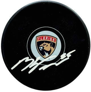 Mackie Samoskevich Autographed Panthers Logo Puck (JSA)