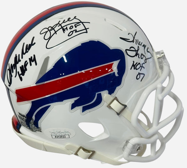 Jim Kelly Thurman Thomas Andre Reed Bruce Smith Signed Buffalo Bills Mini Helmet (JSA)