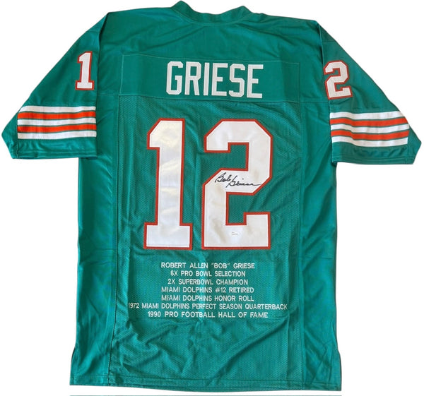 Bob Griese Autographed Dolphins Custom Jersey (JSA)