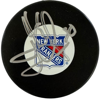 Henrik Lundqvist Autographed Rangers Logo Puck (Steiner)