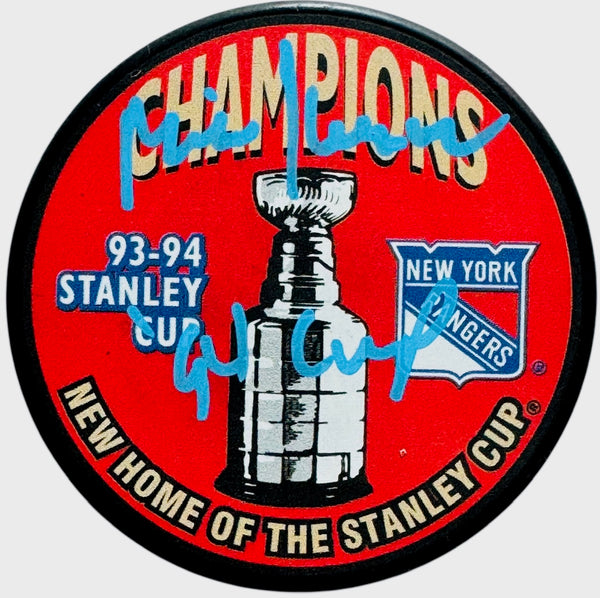 Mike Keenan Autographed Rangers 93-94 Champions Logo Puck (Cx Authentication)