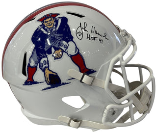 John Hannah Autographed Patriots Full Size Riddell Speed Helmet (Schwartz Sports)