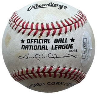 Ernie Banks Autographed Official National League Baseball (JSA)