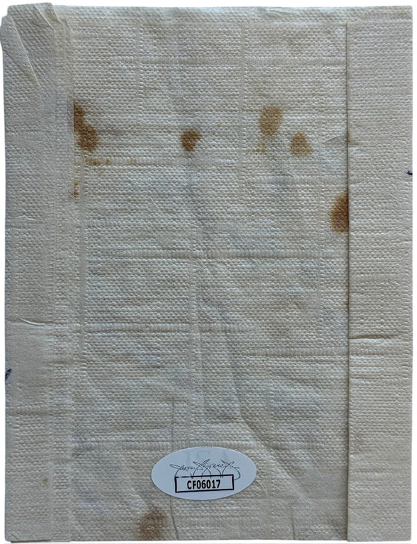 Larry Csonka Autographed Napkin Miami Dolphins (JSA)