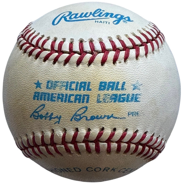 Joe DiMaggio Autographed American League Bobby Brown Baseball (JSA)