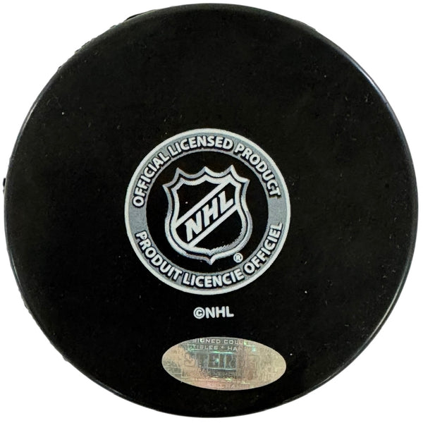 Henrik Lundqvist Autographed Rangers Logo Puck (Steiner)