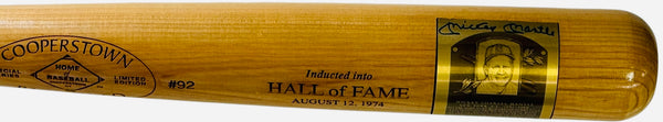 Mickey Mantle Autographed Cooperstown Baseball HOF Bat Plaque LE #92 (JSA)
