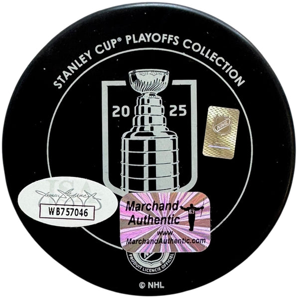 Brad Marchand Signed 2025 Stanley Cup Final Official Puck (JSA Witness/ Marchand Auth)