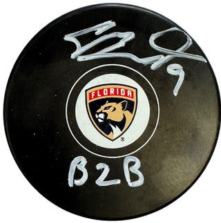 Sam Bennett B2B Autographed Panthers Logo Puck (JSA Witness)