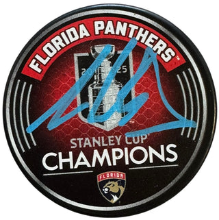 Aaron Ekblad Autographed 2025 Stanley Cup Champions Official Puck (Beckett Witness)