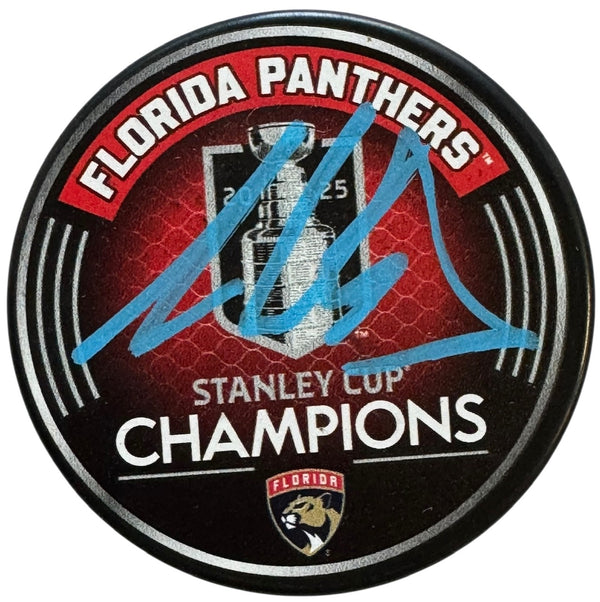 Aaron Ekblad Autographed 2025 Stanley Cup Champions Official Puck (Beckett Witness)