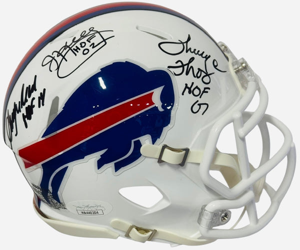 Jim Kelly Thurman Thomas Andre Reed Signed Buffalo Bills Mini Helmet (JSA)