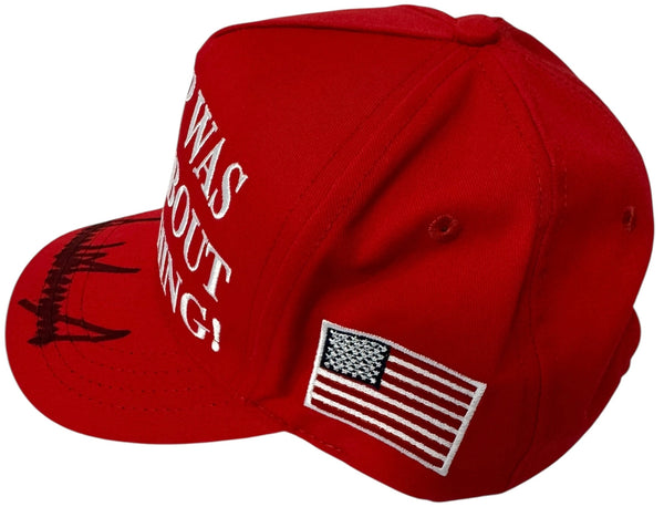 Donald Trump Autographed Red MAGA HAT Full Signature (JSA)