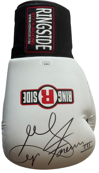 George Foreman III Autographed White Ringside Right Hand Boxing Glove (JSA)