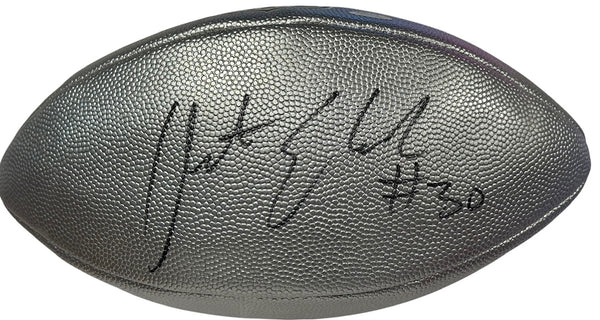 Austin Ekeler Autographed Wilson Duke Silver Football (Schwartz Sports)
