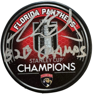 Aaron Ekblad Autographed 2025 Stanley Cup Champions Official Puck (Beckett Witness)