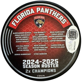 Sam Bennett Autographed 2025 Stanley Cup Champions Official Puck (JSA Witness)