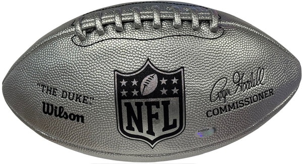 Austin Ekeler Autographed Wilson Duke Silver Football (Schwartz Sports)