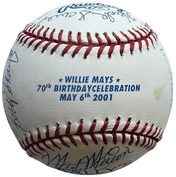 Willie Mays 70th Birthday Attendees Autographed Baseball (JSA)