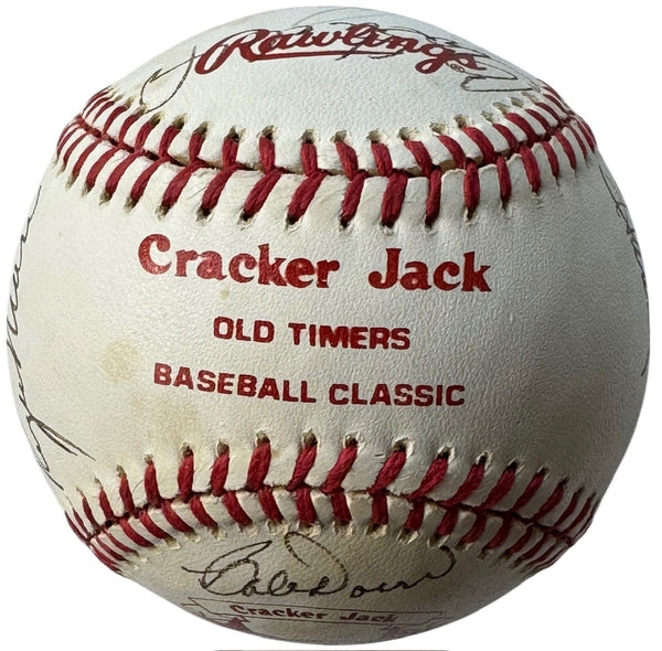 Hall Of Famers and Stars Signed Cracker Jack Old Timers Day Baseball (JSA)