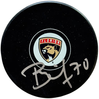 Jesper Boqvist Autographed Panthers Logo Puck