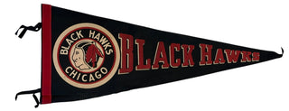 1950s Chicago Blackhawks Large Vintage Pennant Banner
