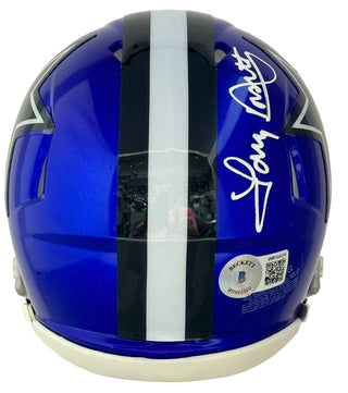 Tony Dorsett Autographed Dallas Cowboys Flash Mini Helmet (Beckett Witnessed)