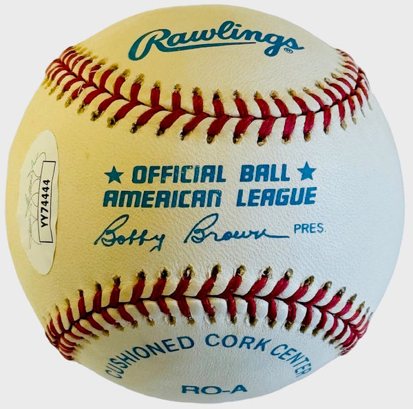 Joe DiMaggio Autographed American League Bobby Brown Baseball (JSA)