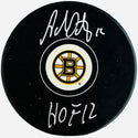 Adam Oates HOF 12 Autographed Boston Bruins Puck (JSA)