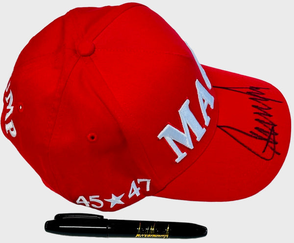 Donald Trump signed Red MAGA HAT & Official WHITE HOUSE Sharpie (JSA)