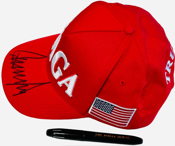 Donald Trump signed Red MAGA HAT & Official WHITE HOUSE Sharpie (JSA)