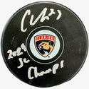 Carter Verhaeghe Autographed Official Panthers Puck (Beckett Witness)