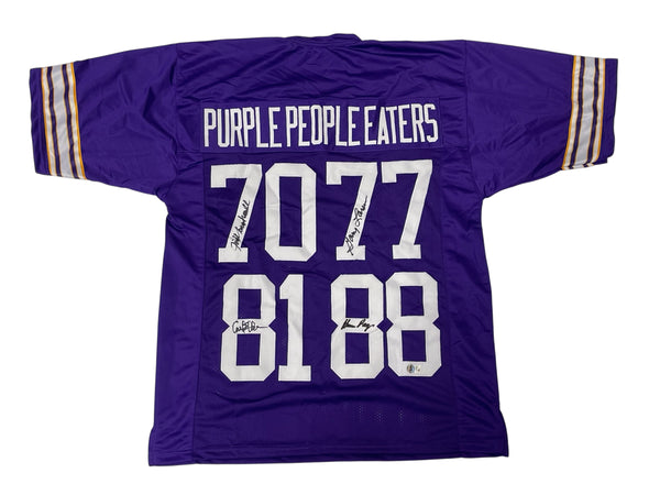 Purple People Eaters Autographed Custom Jersey Eller/ Marshall/ Larsen/Page (Beckett)