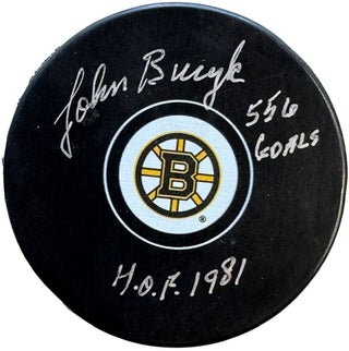 Johnny Bucyk Autographed Boston Bruins Official Puck