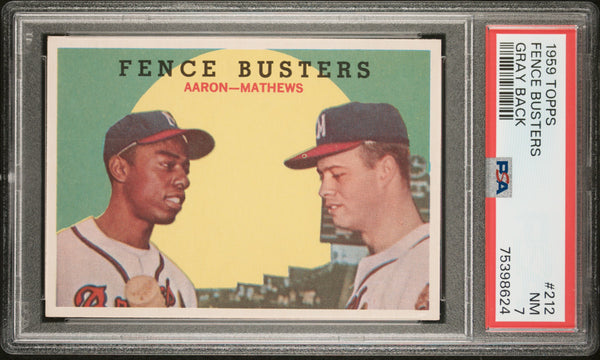 Fence Busters Hank Aaron Eddie Mathews 1959 Topps Card #212 (PSA 7)