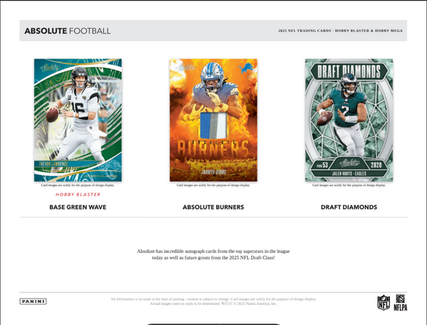 2025 Panini Absolute Football Hobby Mega Box(Exclusive Teal Parallels & Ultra Rare KABOOM)