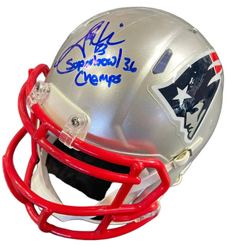 Antwan Harris "SB 36 Champs" Autographed New England Patriots Mini Helmet (JSA)